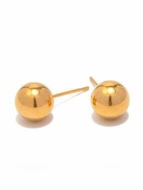 18K Gold Plated Round Ball Stud Earrings